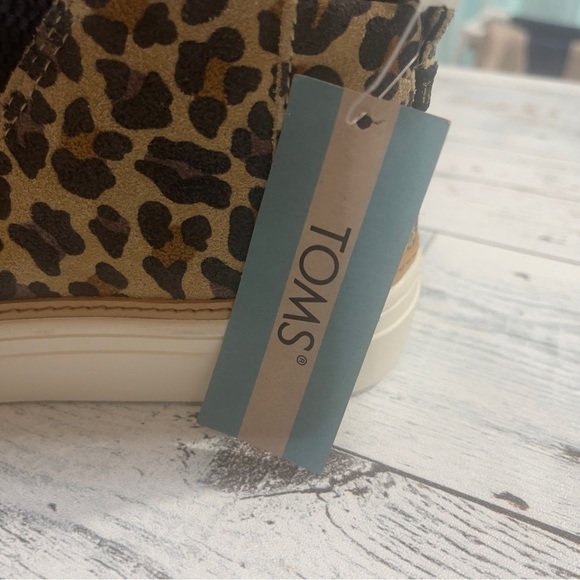 New Toms Bryce Mid Top Suede Sneaker Tan Leopard Animal Print Slip On Wo… - Picture 8 of 9